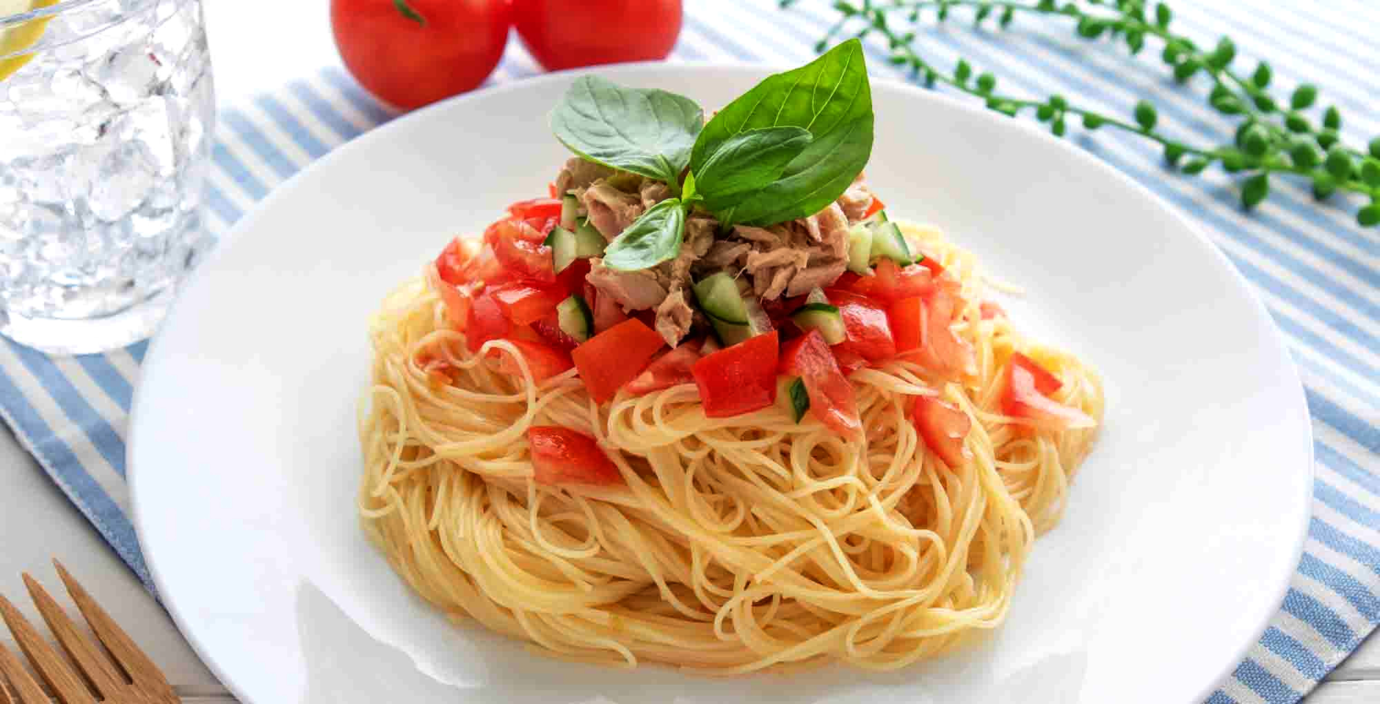 夏のパスタ：夏野菜の冷製パスタ